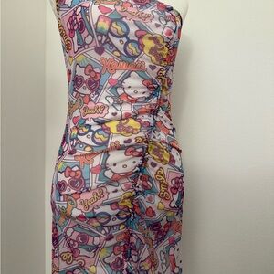 Hello Kitty Graphic Print Women's Bikini Mesh Cover Up Dress
